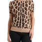 Dolce & Gabbana Beige Leopard Print Wool Turtleneck Top