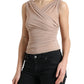 Dolce & Gabbana Elegant Beige V-Neck Sleeveless Sheer Top