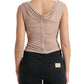 Dolce & Gabbana Elegant Beige V-Neck Sleeveless Sheer Top