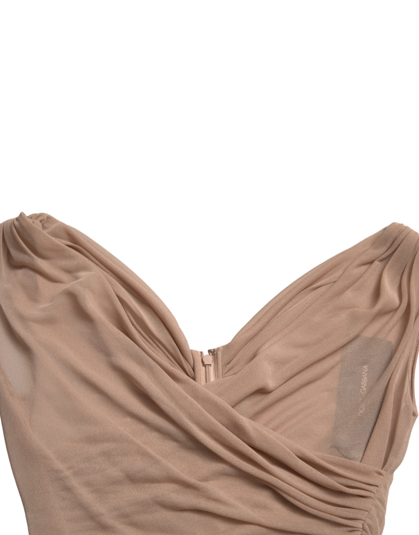 Dolce & Gabbana Elegant Beige V-Neck Sleeveless Sheer Top