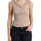 Dolce & Gabbana Elegant Beige V-Neck Sleeveless Sheer Top