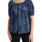 Dolce & Gabbana Blue Patchwork Short Sleeves Denim Blouse Top