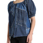 Dolce & Gabbana Blue Patchwork Short Sleeves Denim Blouse Top