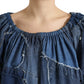 Dolce & Gabbana Blue Patchwork Short Sleeves Denim Blouse Top