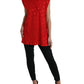 Dolce & Gabbana Red Polka Dot Sleeveless Collared Blouse Top