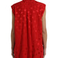 Dolce & Gabbana Red Polka Dot Sleeveless Collared Blouse Top