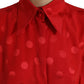 Dolce & Gabbana Red Polka Dot Sleeveless Collared Blouse Top