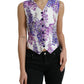 Dolce & Gabbana White Floral Print Silk Waistcoat Vest Top