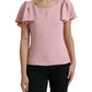 Dolce & Gabbana Pink Short Sleeves Round Neck Blouse Top