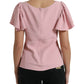 Dolce & Gabbana Pink Short Sleeves Round Neck Blouse Top