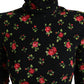 Dolce & Gabbana Black Rose Tie Sleeve Turtleneck Blouse Top