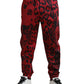 Dolce & Gabbana Red Black Leopard Stretch Jogger Pants