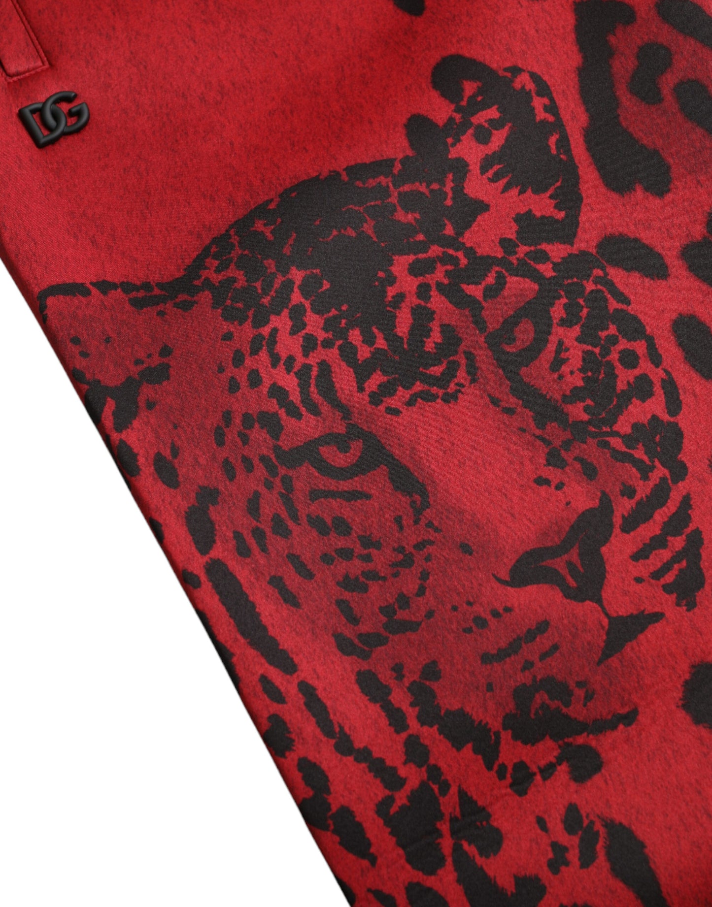 Dolce & Gabbana Red Black Leopard Stretch Jogger Pants