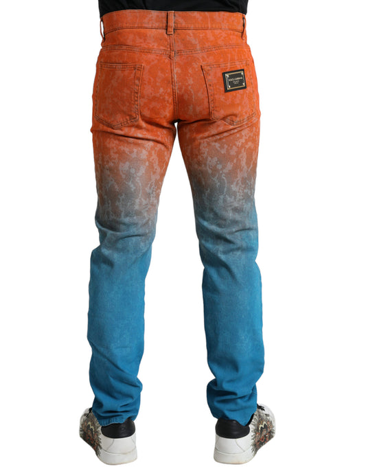 Dolce & Gabbana Multicolor Ombre Cotton Slim Fit Denim Jeans