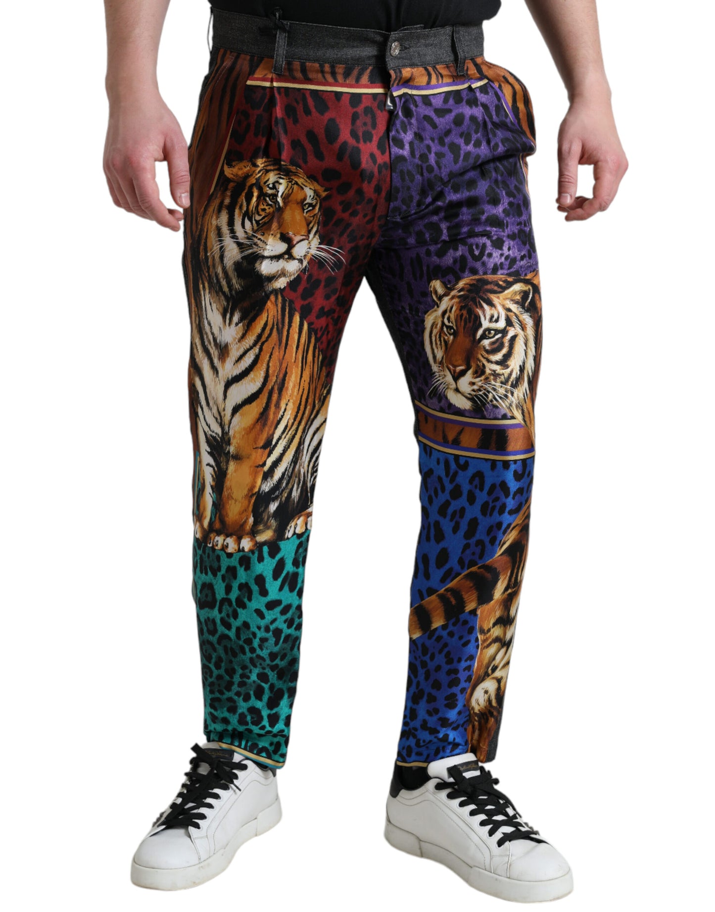 Dolce & Gabbana Multicolor Tiger Cotton Loose Denim Jeans