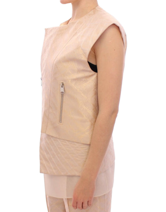 Zeynep Tosun Beige Brocade Sleeveless Jacket