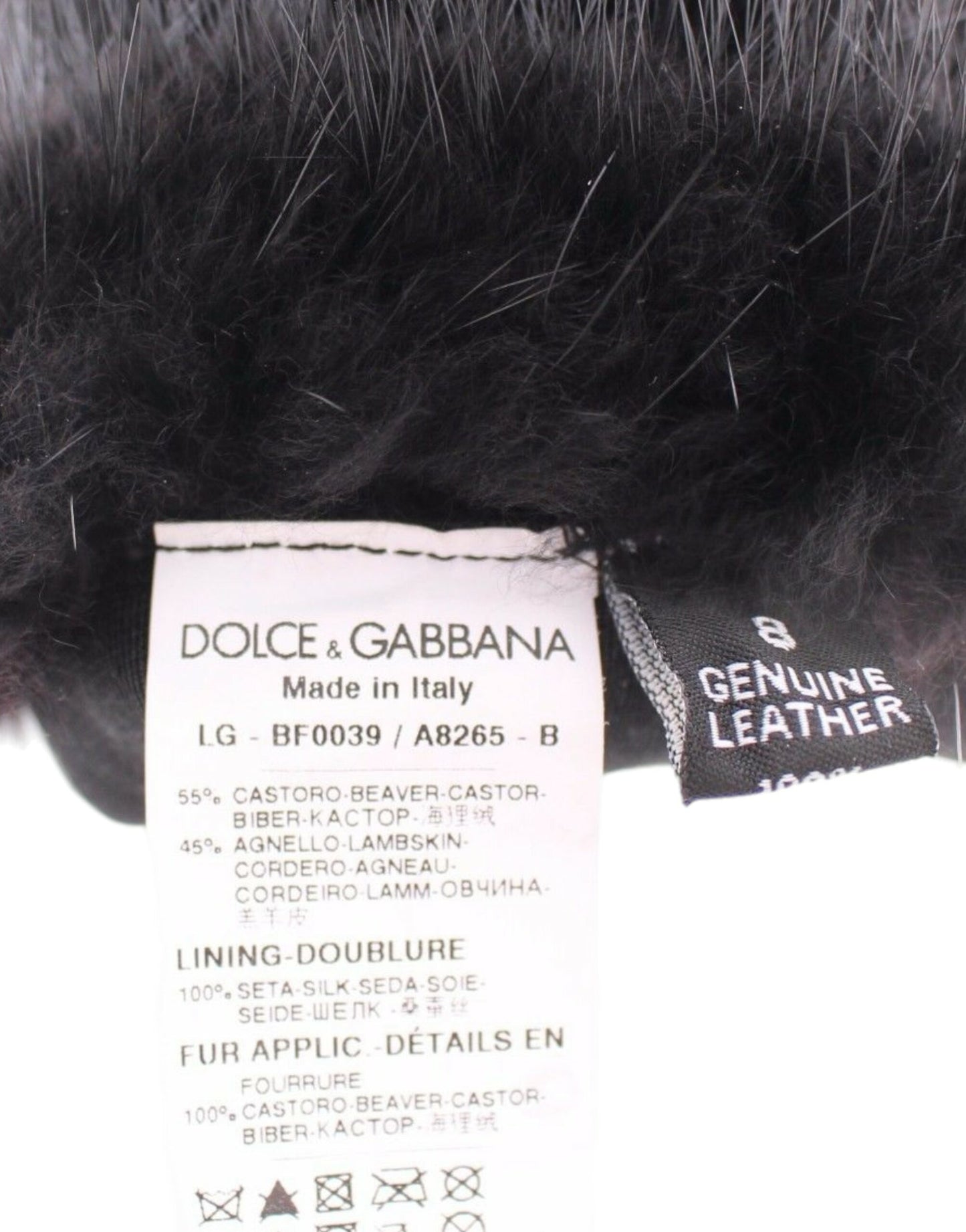 Dolce & Gabbana Black Beaver Fur Lambskin Leather Elbow Gloves