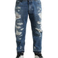 Dolce & Gabbana Blue Tattered Cotton Men Denim Jeans