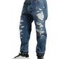 Dolce & Gabbana Blue Tattered Cotton Men Denim Jeans