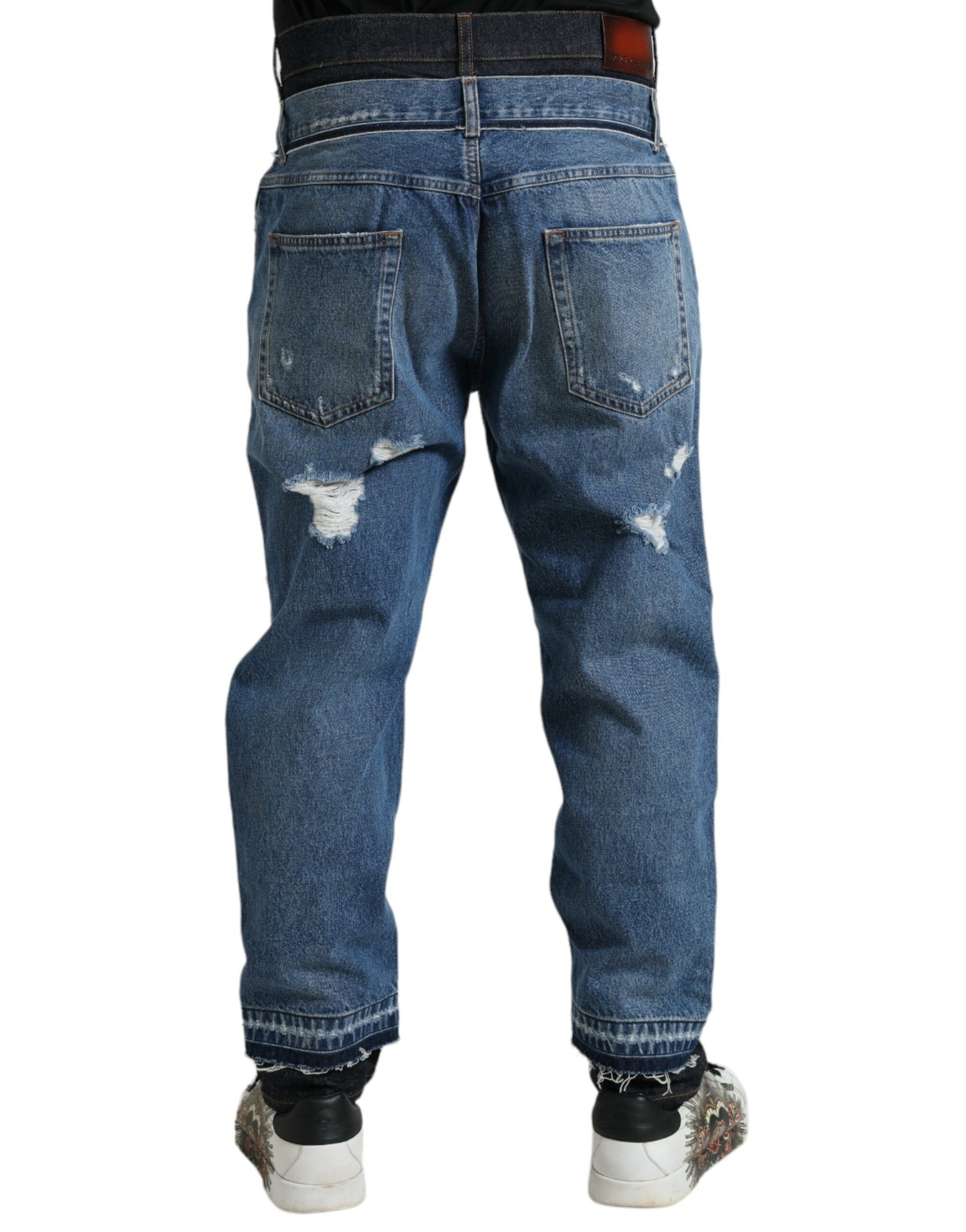 Dolce & Gabbana Blue Tattered Cotton Men Denim Jeans