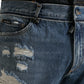 Dolce & Gabbana Blue Tattered Cotton Men Denim Jeans