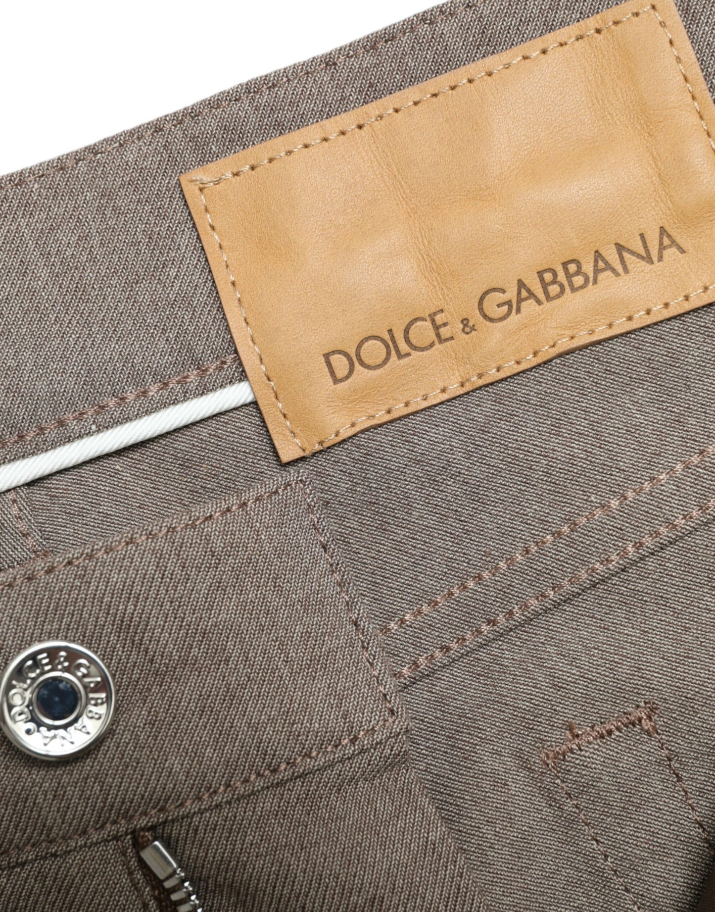 Dolce & Gabbana Brown Cotton Stretch Skinny Men Pants