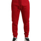 Dolce & Gabbana Red Cotton Blend Skinny Jogger Pants