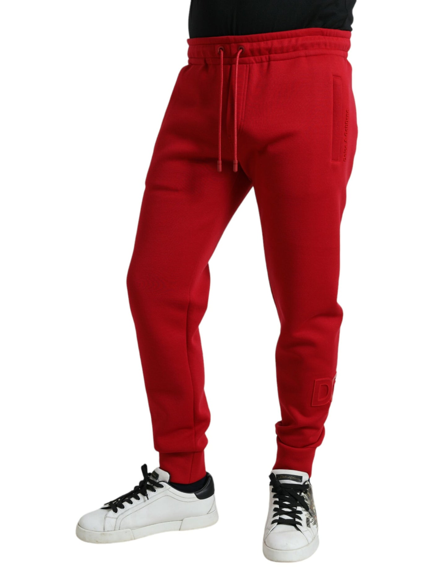 Dolce & Gabbana Red Cotton Blend Skinny Jogger Pants