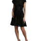 Dolce & Gabbana Elegant Black Floral Lace A-Line Mini Dress