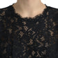 Dolce & Gabbana Elegant Black Floral Lace A-Line Mini Dress