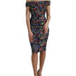 Dolce & Gabbana Multicolor Floral Sheath Off Shoulder Dress