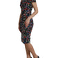 Dolce & Gabbana Multicolor Floral Sheath Off Shoulder Dress