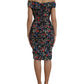 Dolce & Gabbana Multicolor Floral Sheath Off Shoulder Dress