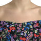 Dolce & Gabbana Multicolor Floral Sheath Off Shoulder Dress