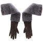 Dolce & Gabbana Gray Mink Fur Lambskin Suede Leather Gloves