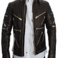 Dolce & Gabbana Elegant Brown Gold-Detailed Leather Jacket