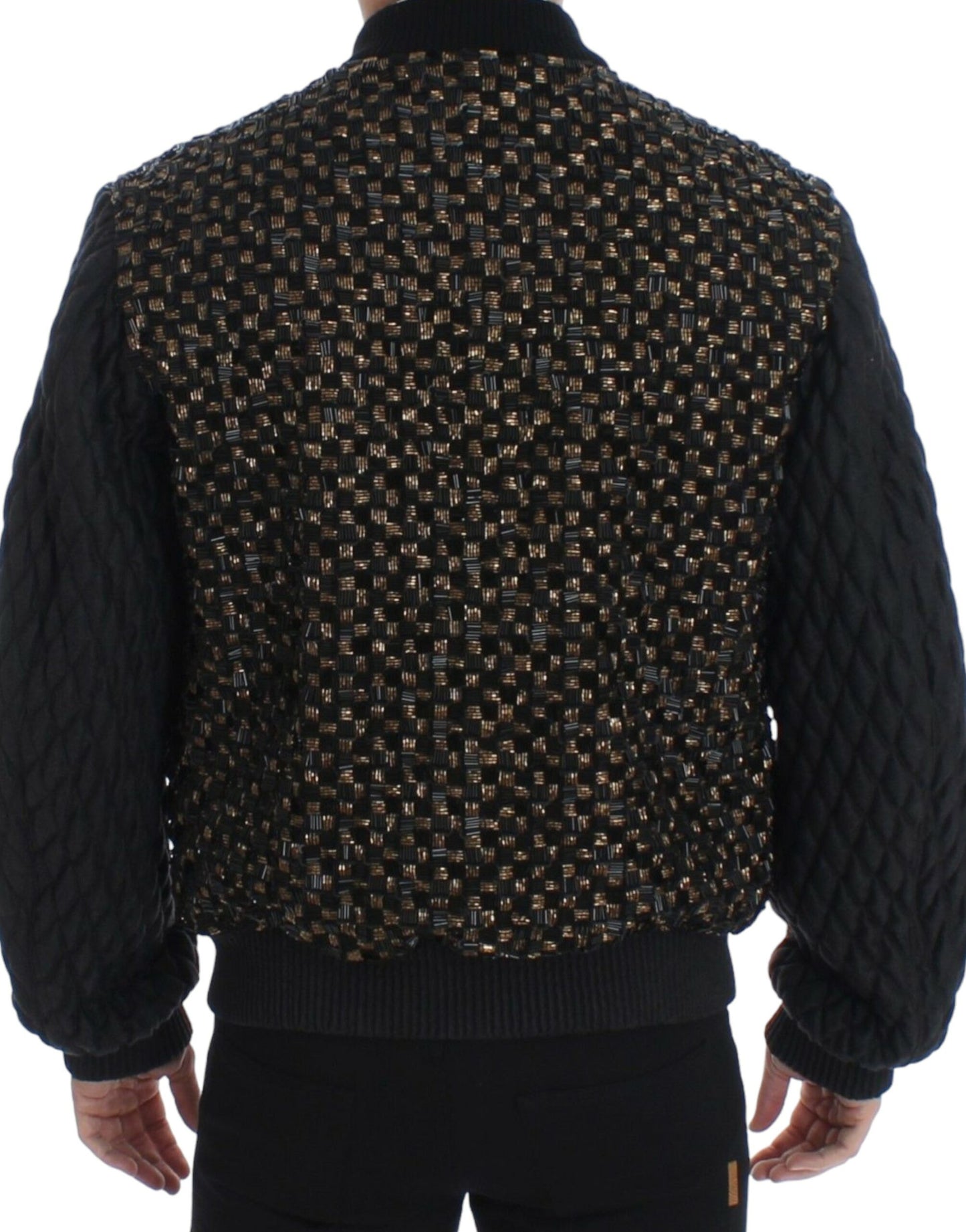 Dolce & Gabbana Black Gold Sequined Goatskin Jacket