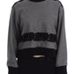 Dolce & Gabbana Gray Black Lace Wool Cashmere Sweater