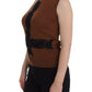 Dolce & Gabbana Brown Wool Black Lace Vest Sweater Top