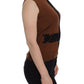 Dolce & Gabbana Brown Wool Black Lace Vest Sweater Top