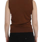 Dolce & Gabbana Brown Wool Black Lace Vest Sweater Top