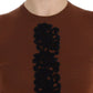 Dolce & Gabbana Brown Wool Black Lace Vest Sweater Top