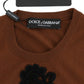 Dolce & Gabbana Brown Wool Black Lace Vest Sweater Top