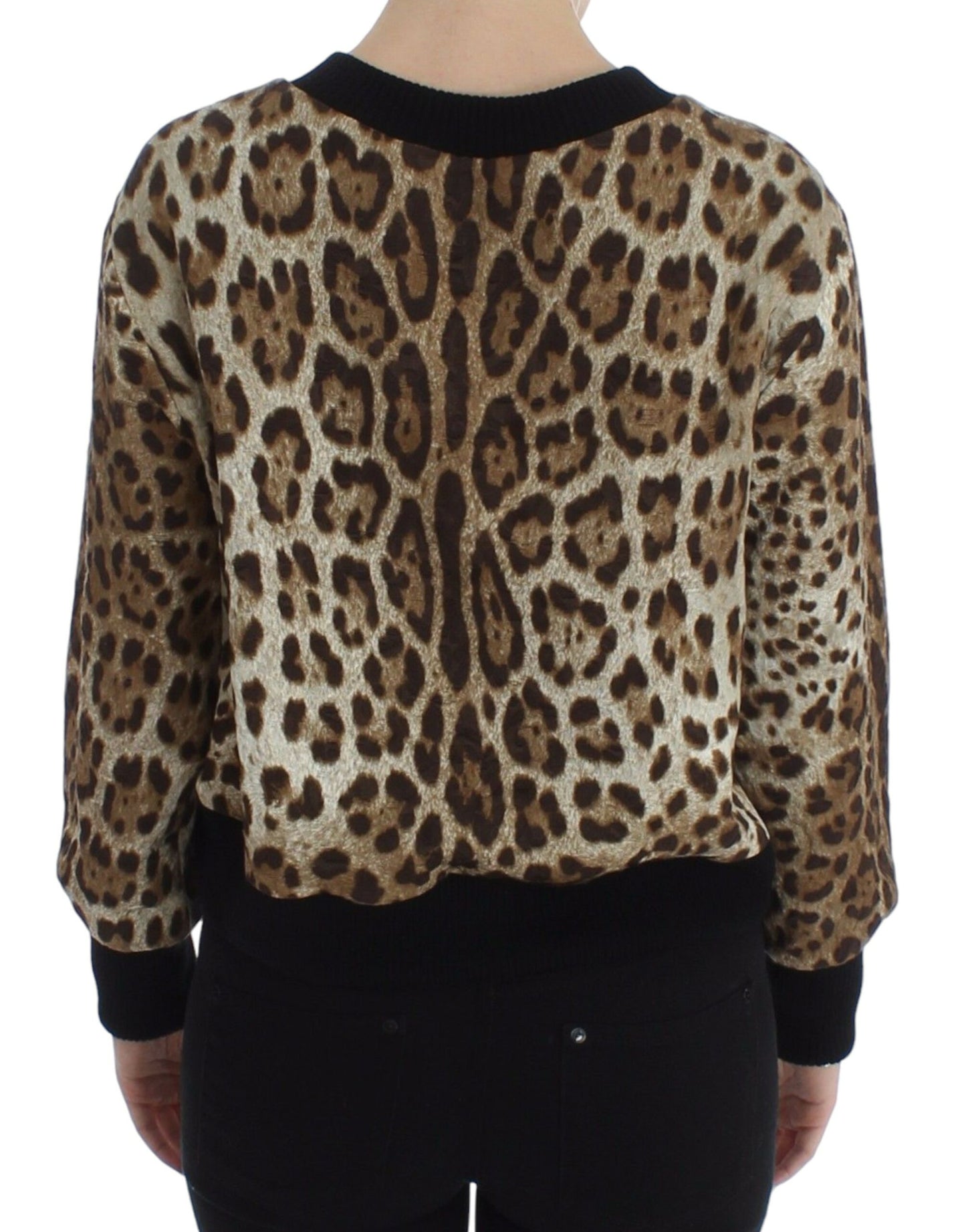 Dolce & Gabbana Leopard Print Crewneck Short Sweater