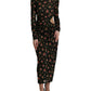 Dolce & Gabbana Black Floral Cut Out Sheath Long Maxi Dress