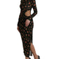 Dolce & Gabbana Black Floral Cut Out Sheath Long Maxi Dress