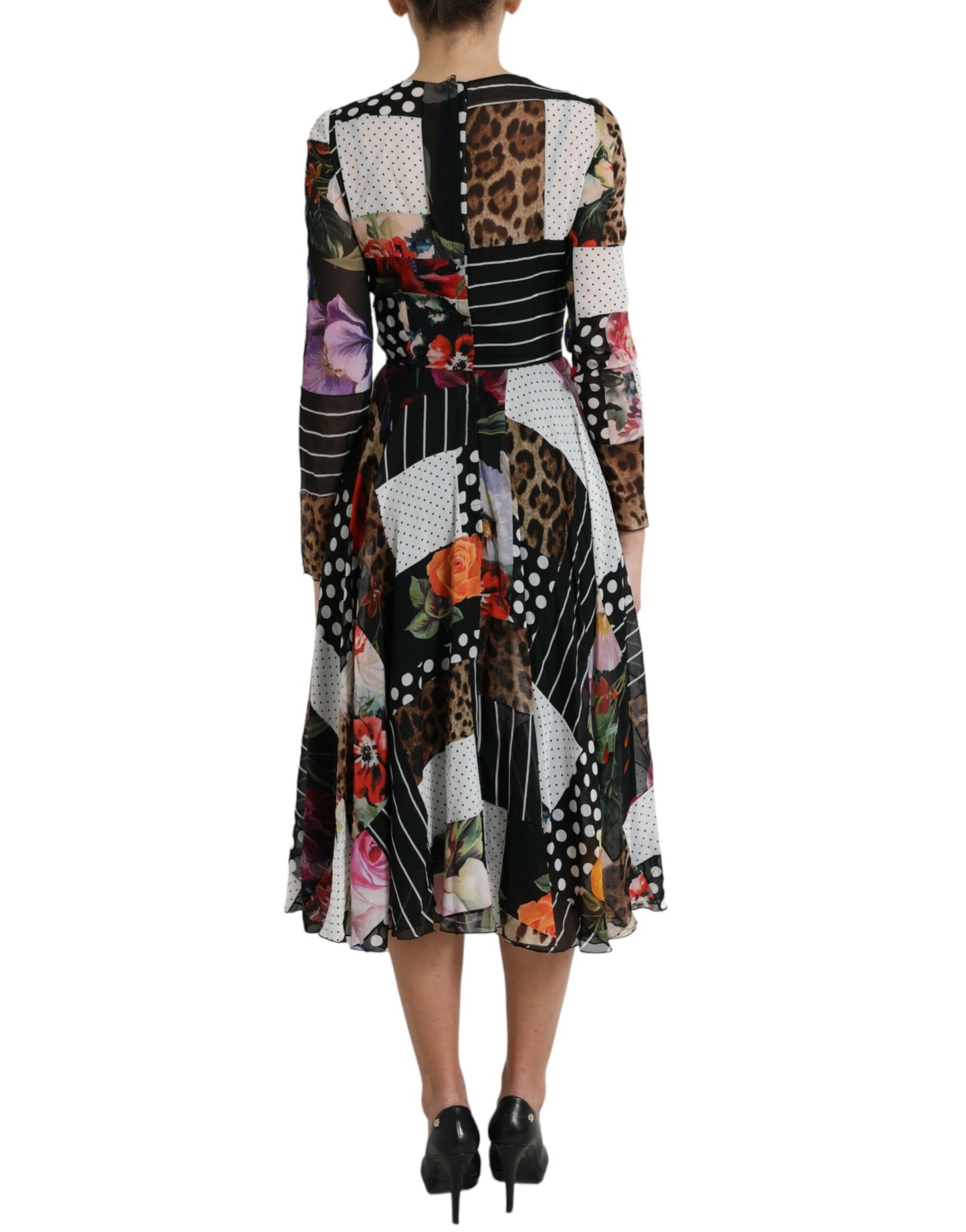 Dolce & Gabbana Multicolor Patchwork Floral Leopard Dress