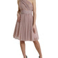 Dolce & Gabbana Pink One Shoulder Pleated Lame Tulle Dress