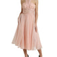 Dolce & Gabbana Pink Silk Chiffon Halter A-line Pleated Midi Dress