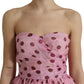 Dolce & Gabbana Chic Pink Polka Dot Strapless Silk Dress